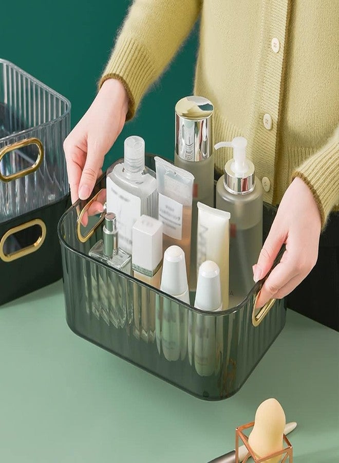 Clazkit Acrylic Desktop Storage Box with Handle Transparent Cosmetics Storage Organizer Multipurpose Use Tray for Kitchen Stackable Storage Box (Transparent) - Image 5